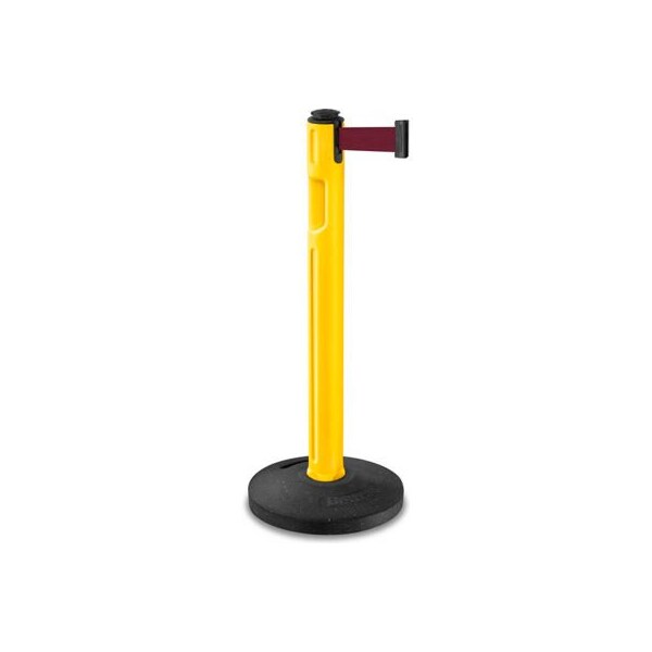 Lavi Industries Lavi Industries Tempest Retractable Belt Barrier, 38-1/4" Yellow Post, 12' Burgundy Belt 80-5000R/YL/BY - main